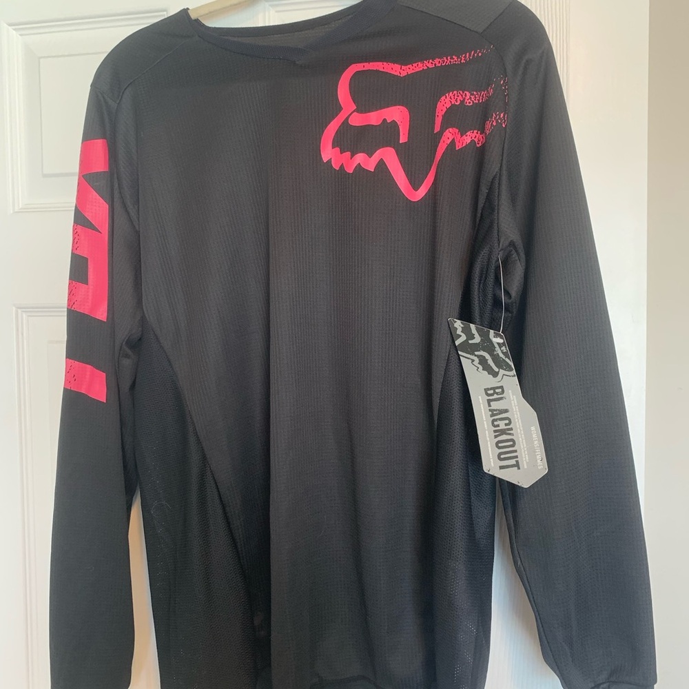 Fox Women's Black and Pink Long Sleeve Top